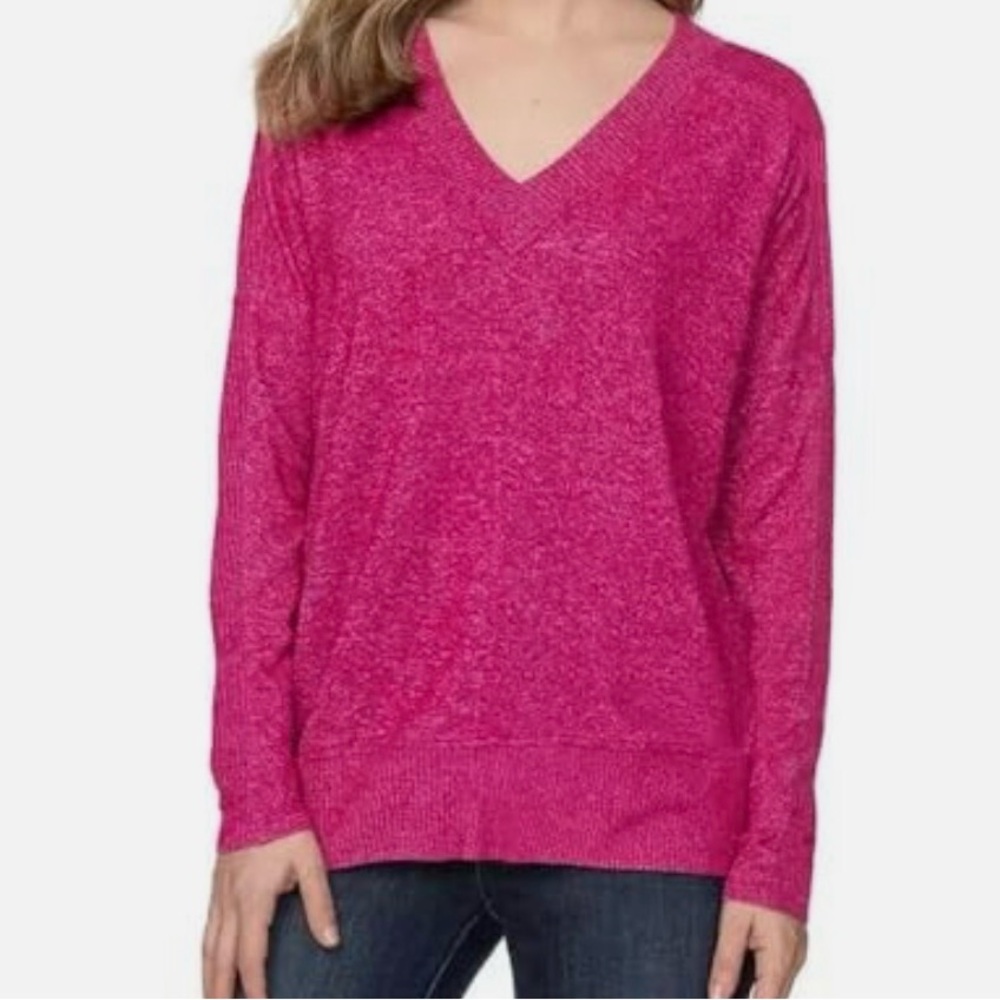 Buffalo David Bitton Women's V-Neck Sweater in Raspberry